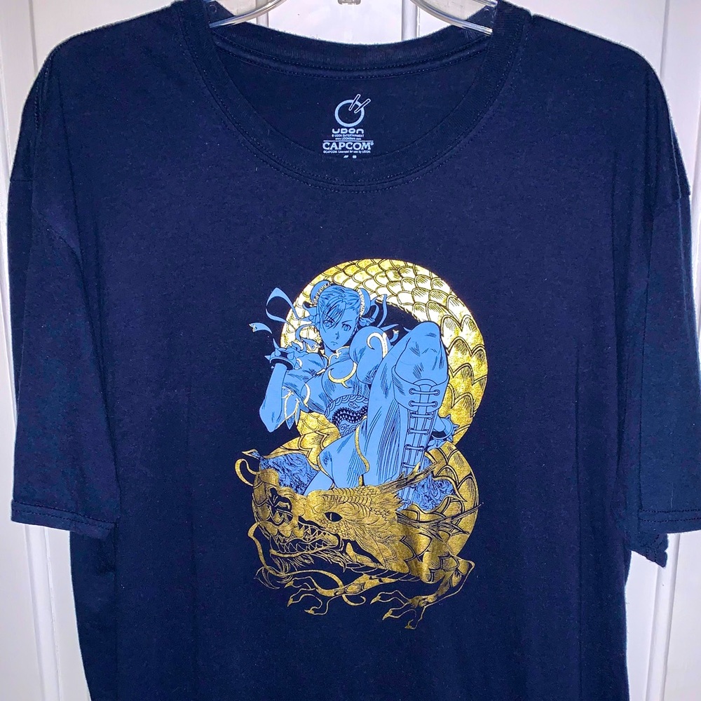 Chun Li gold foil dragon t shirt